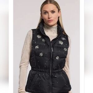 NEW Generation Love Jenia Crystal Puffer Vest In Black